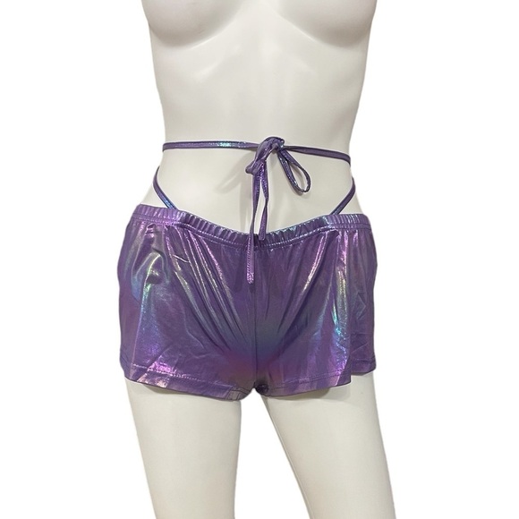 Purple SHEIN Faux G String mini Shorts